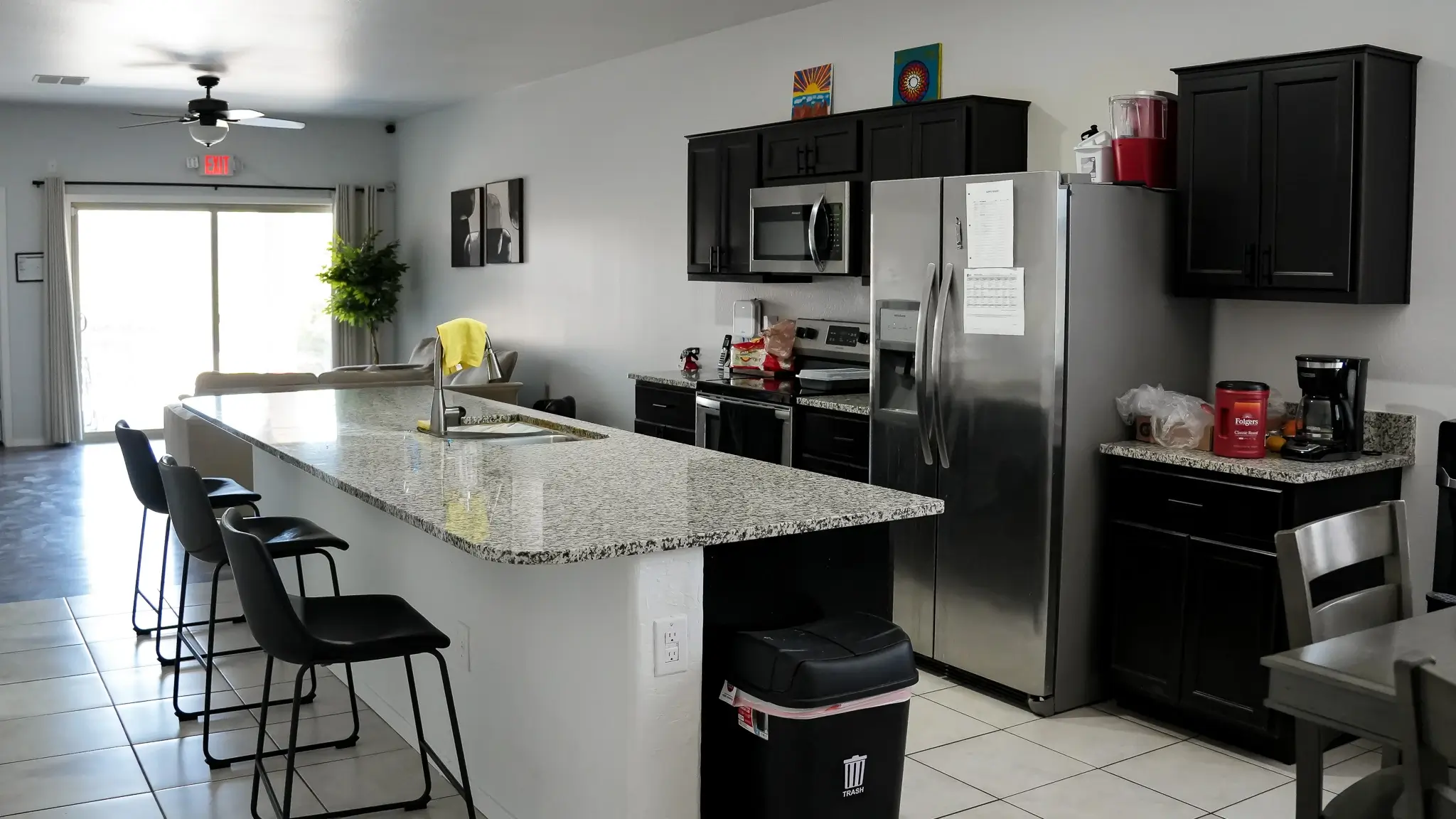 Shared kitchen and breakfast bar at Brighter Days Alliance